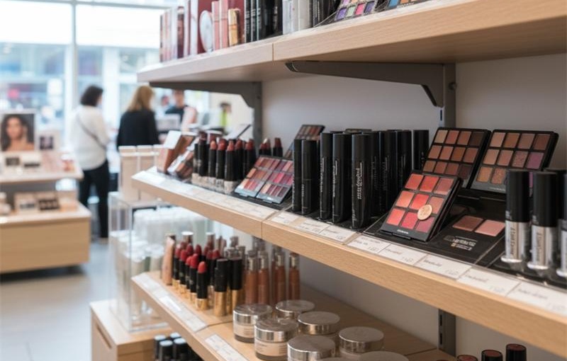 cosmetics on shelf cosmetics on shelf
